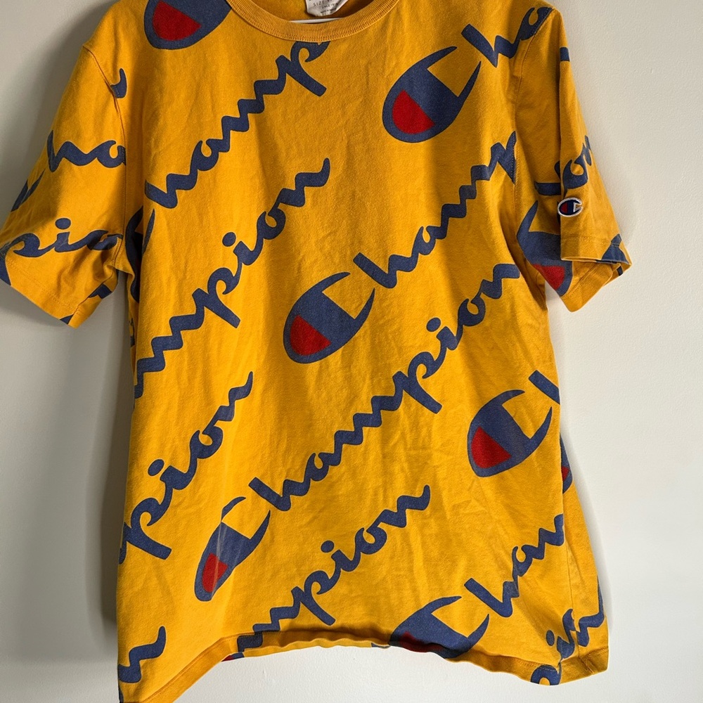 Champion Yellow Tee with Blue and Red Logo - Picture 2 of 2